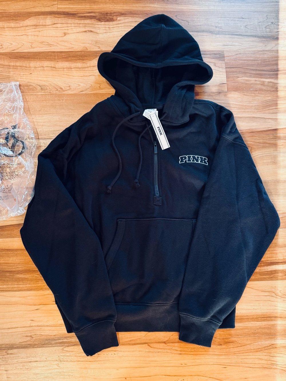 PINK NWT Black Half Zip Hoodie Black Half Zip Hoodie